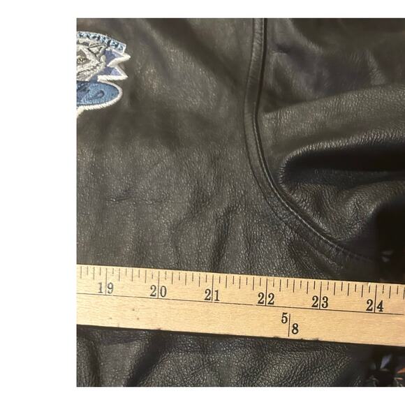 Vintage Wenatchee Wild Black Leather Bomber Jacket Full Zip Embroidered Logo - Picture 8 of 9